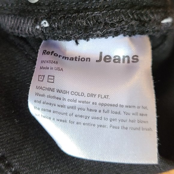 NEW NWOT! REFORMATION ULTRA HIGH SKINNY JEANS black organic cotton denim sz 26 - Picture 8 of 8
